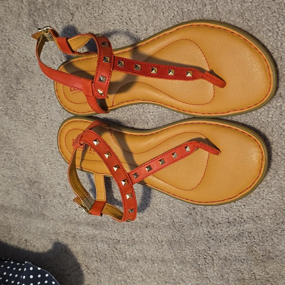 Born Adana Studded Leather Sandals orange Summer Flip Flops Studs - Picture 7 of 7